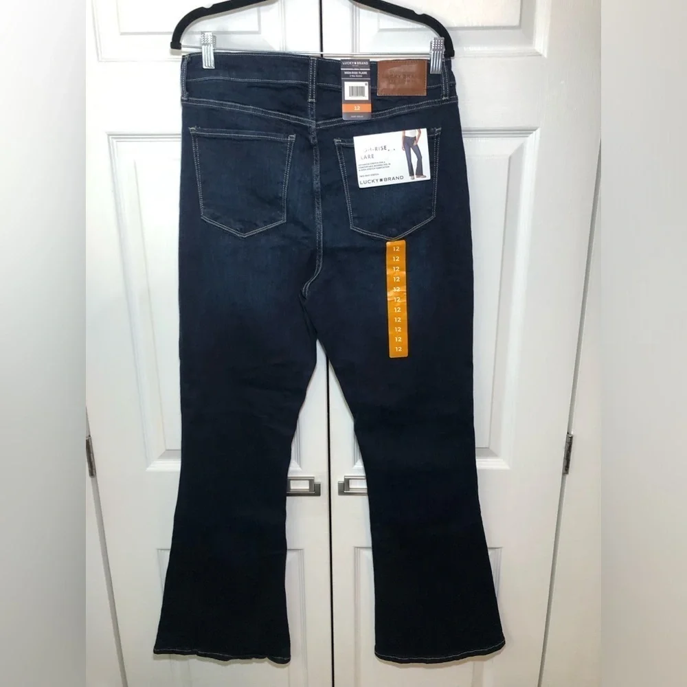 NWT Lucky Brand Dark Wash High Rise Flare Pants Size 12
